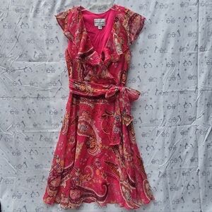 Pink Paisley Ruffle Dress